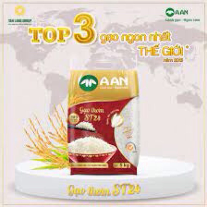 [ Mua nhiều hỗ trợ giảm giá] Gạo A An ST24 bịch 5kg ngon nhất thế giới loại gạo dẻo mềm thơm ngon