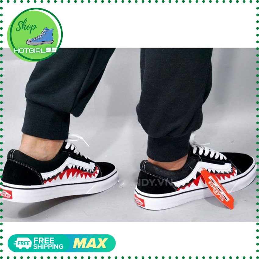 Giày thể thao Old Skool cá mập nam nữ thời trang tặng hộp giày vans,