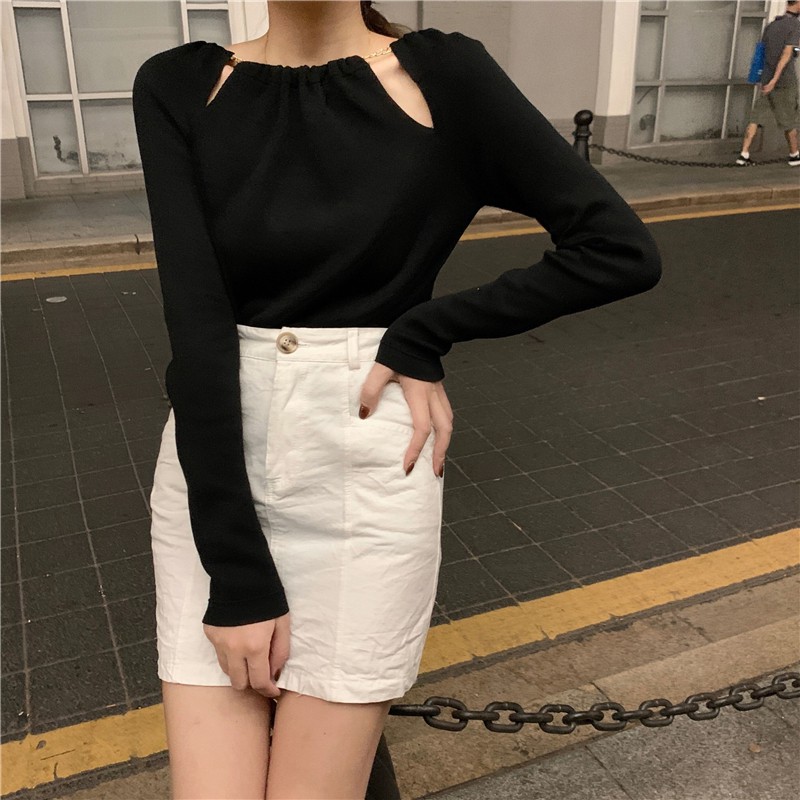 Áo Kiểu Thiết Kế Cổ Yếm Phối Tay Dài Thanh Lịch Thời Trang Mùa Thu Cho Nữ | BigBuy360 - bigbuy360.vn