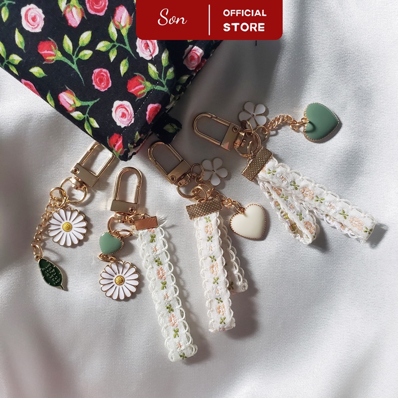 Móc Khóa Handmade Phối Charm Vintage Treo Túi Ví