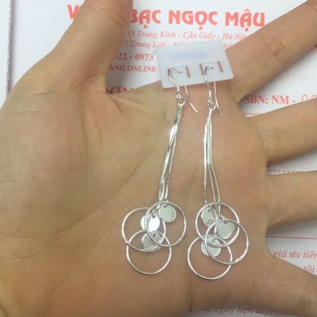 Khuyên tai trơn treo tròn sang chảnh bạc ta