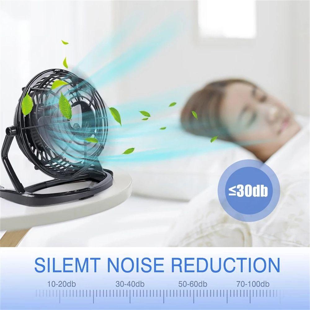 Quạt Làm Mát Mini Để Bàn Màu Đen Ngà Xoay 180 Độ Cắm USB