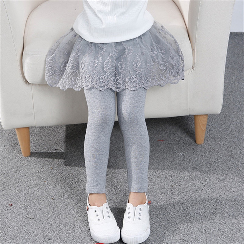 Quần Váy Legging Công Chúa Bằng Vải Cotton Phối Ren Thời Trang Xuân Thu Năm 2021 Cho Bé Gái 2-7 Tuổi