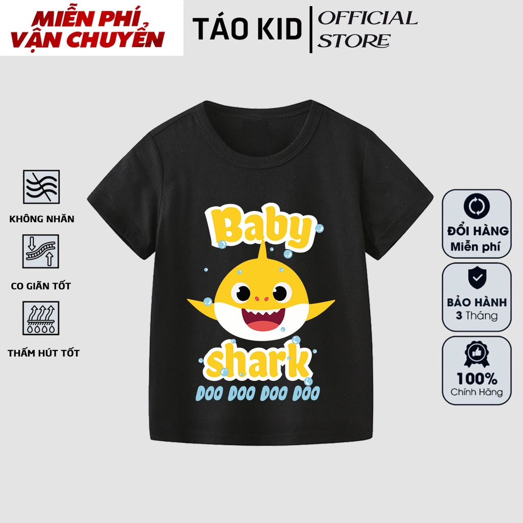 Áo thun bé trai bé gái cộc tay Táo Kid chất cotton in hình Cá Mập Baby từ 0 đến 10 tuổi TK124