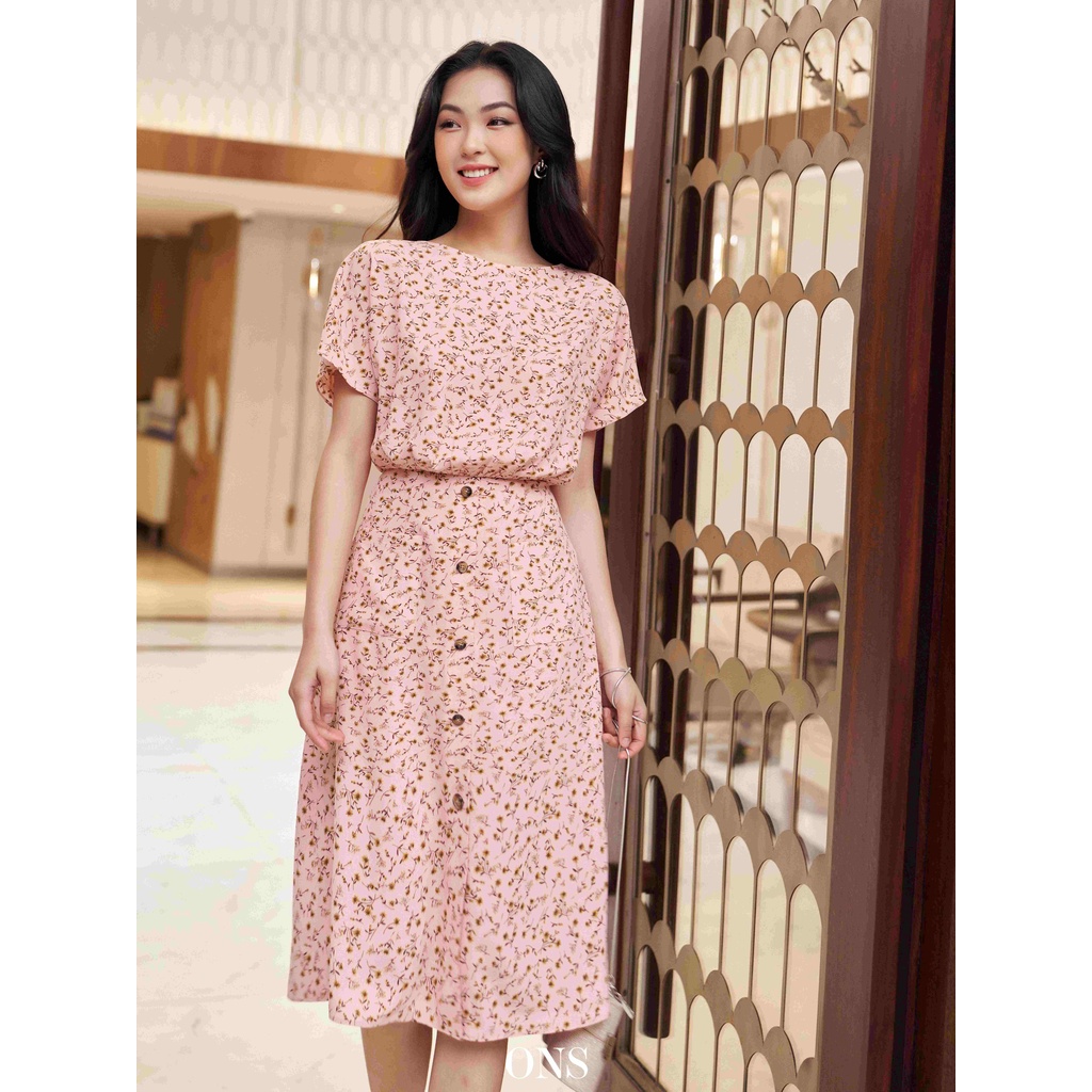 Oyster and Snail - Váy dạo phố, công sở - Sonia, hoa nhí, dáng chiết eo xòe dưới - 0602