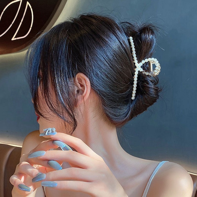 Kẹp Tóc Kim Loại Đính Đá Và Ngọc Trai Nhân Tạo Thời Trang