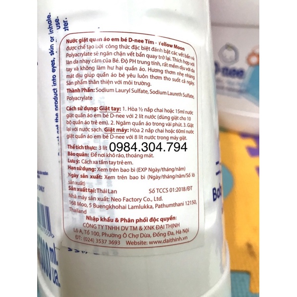 Nước giặt Dnee date 2025 - Nước giặt quần áo cho trẻ em Dnee Thái Lan 3000ml Tem Công ty Đại Thịnh