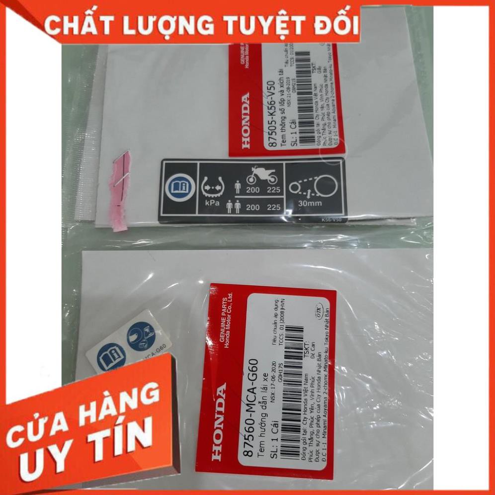 tem thông số và tem hướng dẫn lái xe winner x chính hiệu honda