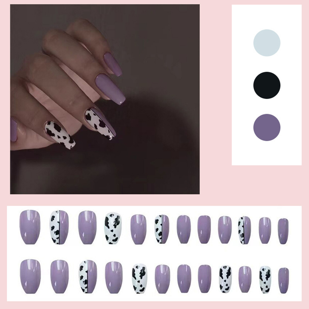 Bộ 24 Miếng Dán Móng Tay Họa Tiết Da Báo Cá Tính