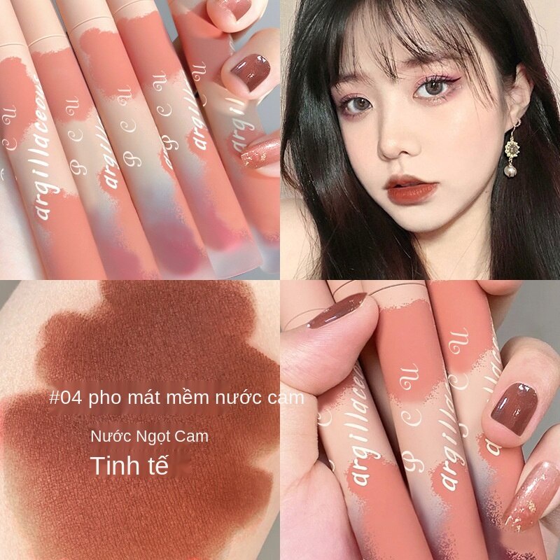 【vibely】Zhizhi stick lip mud matte velvet matte lip glaze không dễ phai, chống dính cốc, màu đỏ thuần phong cách hot, giao hàng trong ngày