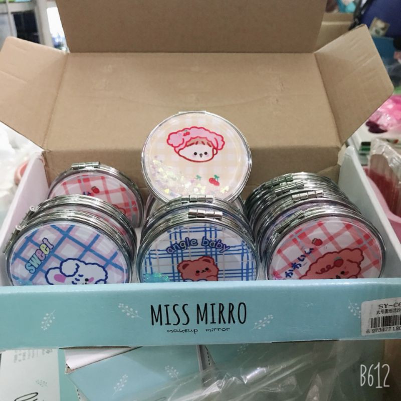 Gương 2 mặt nhũ siêu dễ thương