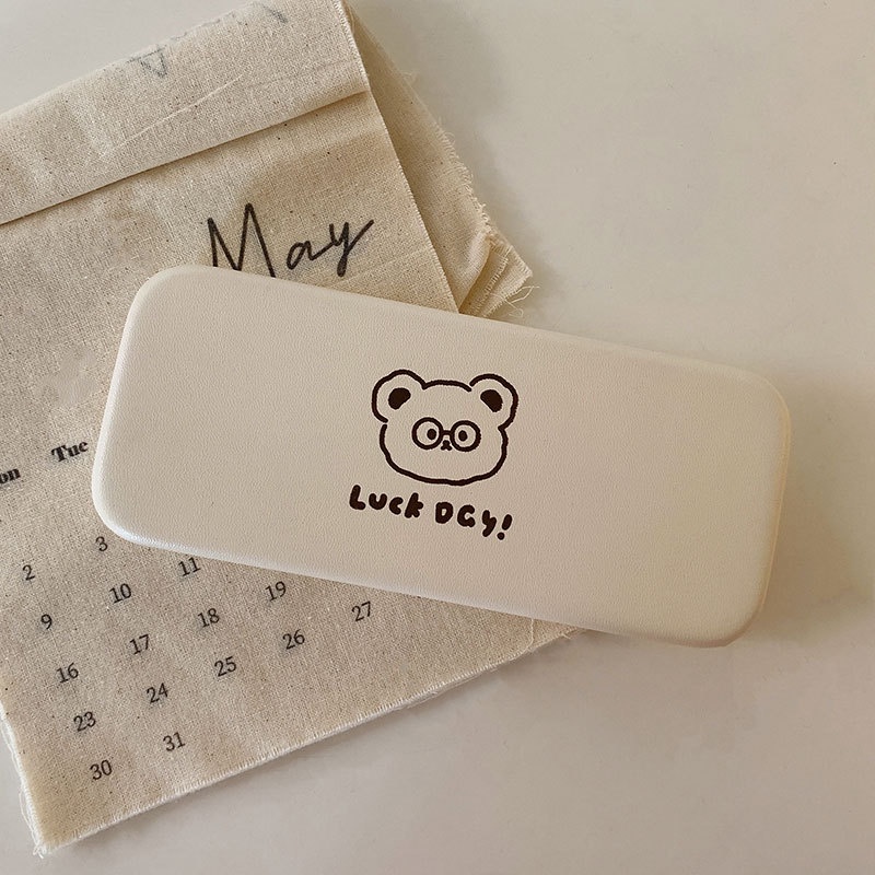 Hộp Đựng Mắt Kính Giả Da PU Họa Tiết Gấu Hoạt Hình Dễ Thương