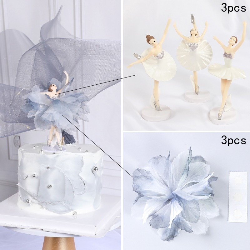 Set 3 Que Trang Trí Bánh Hình Cô Gái Múa Ba Lê Xinh Xắn