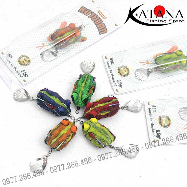 Mồi Lure Nhái hơi Thái Lan Titan Frog - mồi câu cá lóc lưỡi titan 7 màu