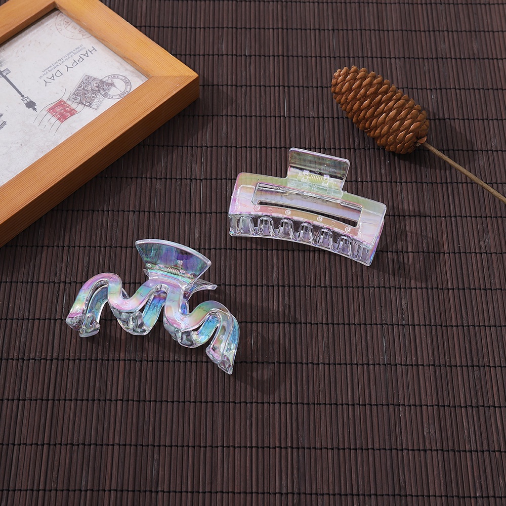 Kẹp Tóc Càng Cua Bằng Nhựa Resin Màu Laser Phong Cách Hàn Quốc Dành Cho Nữ