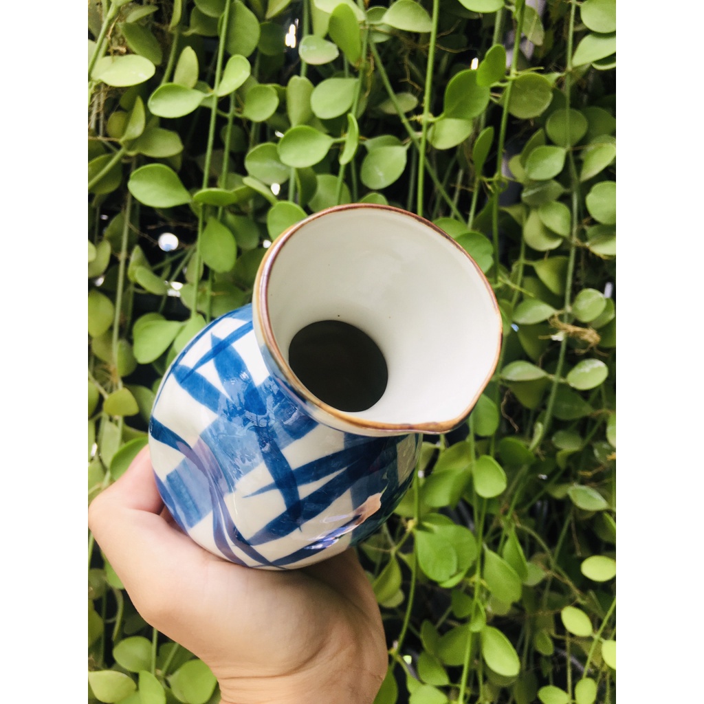 GỐM NHẬT - BÌNH RÓT LAM VÀNH NÂU