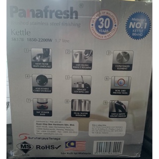 Bình đun siêu tốc Panafresh 1.7L - Inox / Thủy tinh