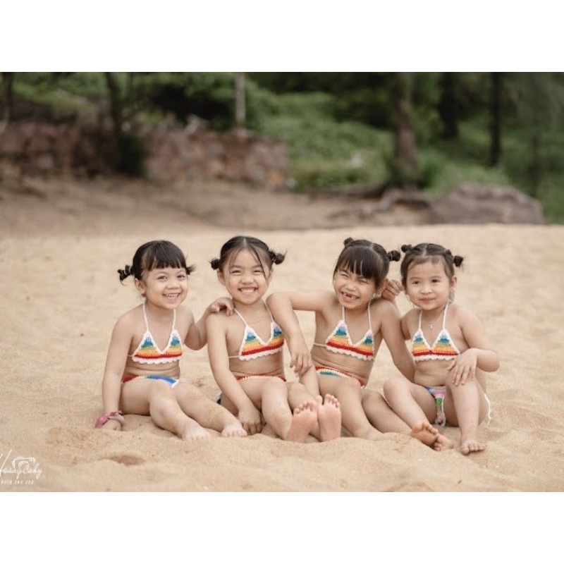 Bikini đi biển cầu vòng, áo tắm cho bé 3-20kg