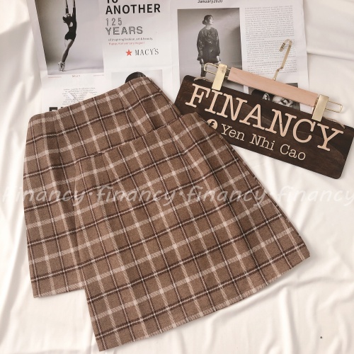 Chân váy chữ A, chân váy nữ dáng ngắn ⚡ HÀNG CAO CẤP ⚡  vải dạ sọc nâu Hàn quốc - V02 | BigBuy360 - bigbuy360.vn