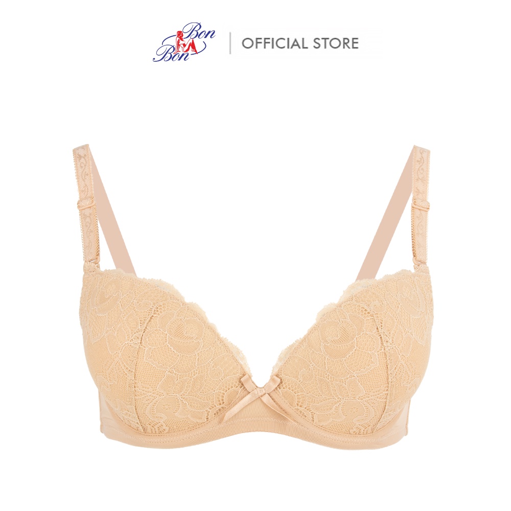 Áo lót mút mỏng 3/4 cúp, phối ren, dây vai có họa tiết Bon Bon - BV35160