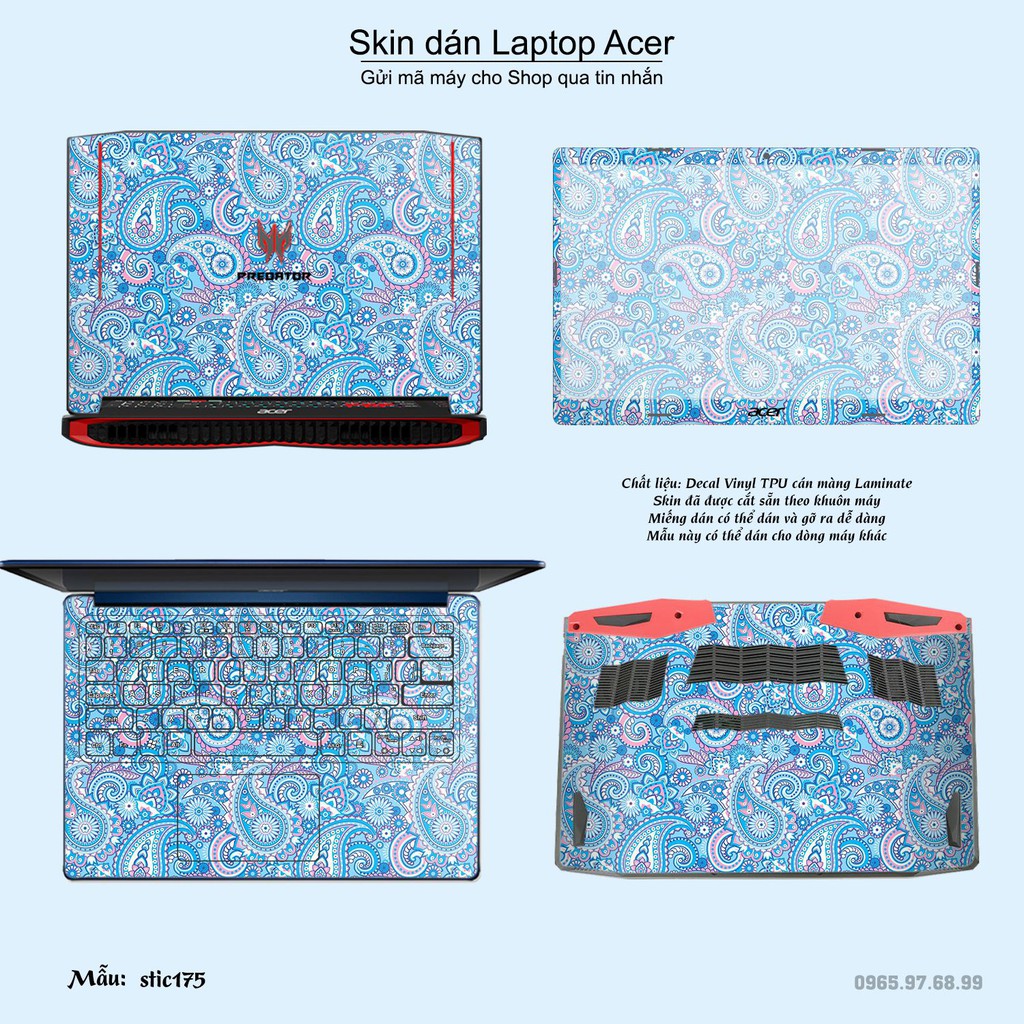 Skin dán Laptop Acer in hình Hoa văn sticker _nhiều mẫu 29 (inbox mã máy cho Shop)