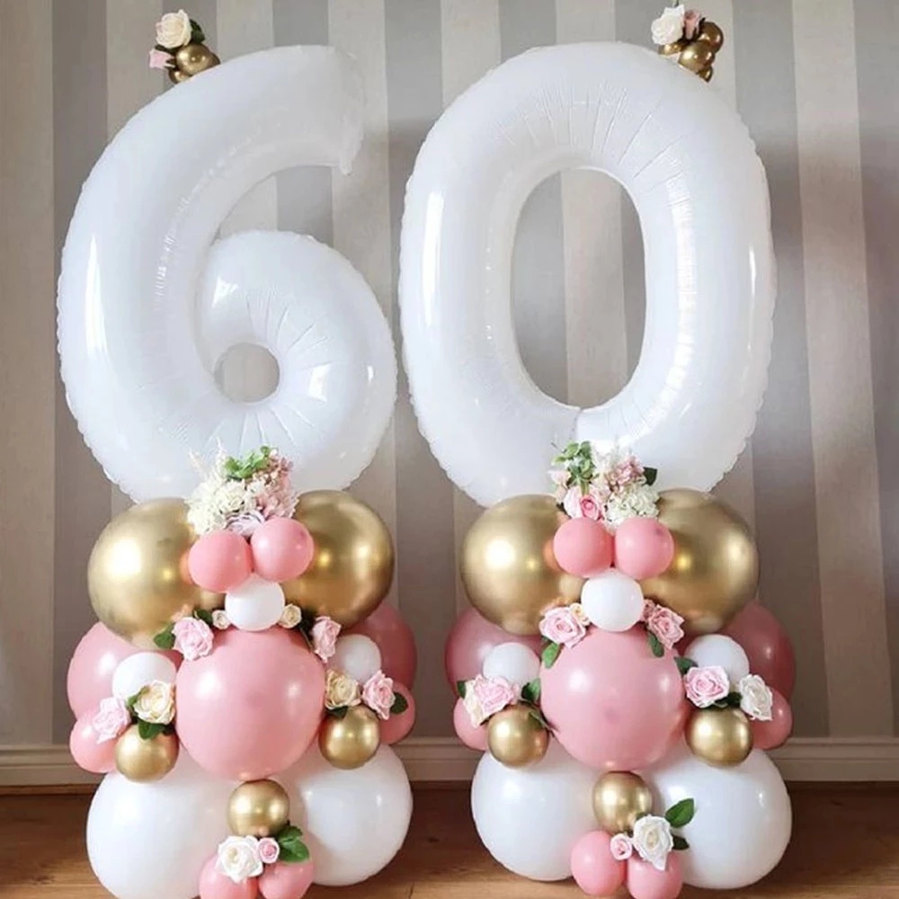 Bong Bóng Hình Hoa Cúc Trắng 40cm + 32 Inch Dùng Trang Trí Sinh Nhật / Đám Cưới / Valentine