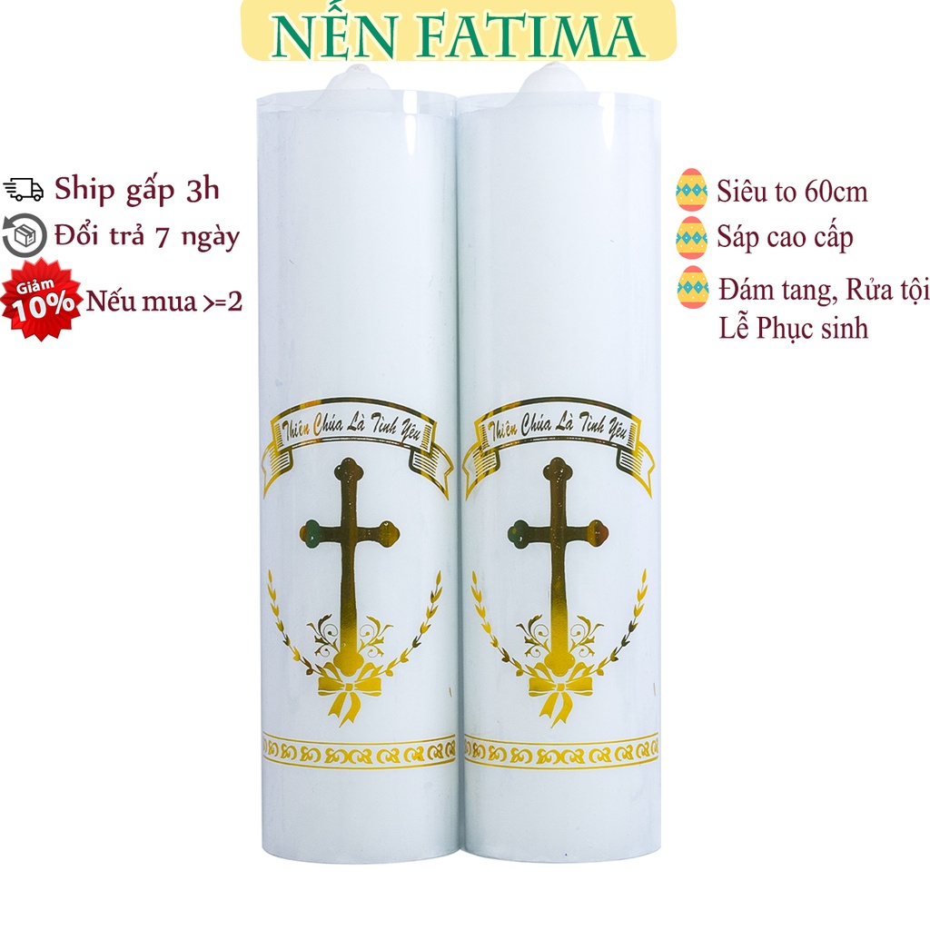 Nến Fatima trắng- Nến nhà thờ Chúa, bàn thờ ông bà- Parafin cao cấp không khói