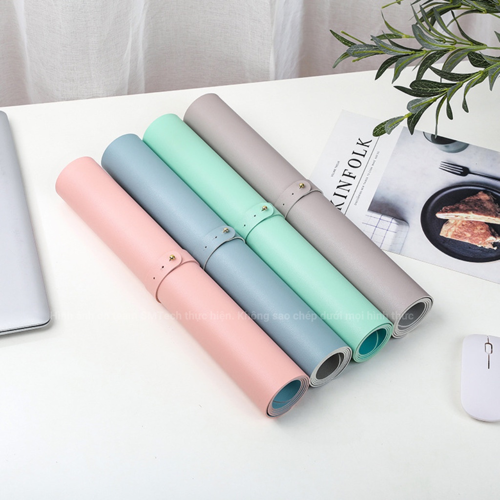 Deskpad thảm da SMTech trải bàn làm việc Laptop máy tính da PU lót sử dụng 2 mặt 2 màu chống thấm nước, chống xước