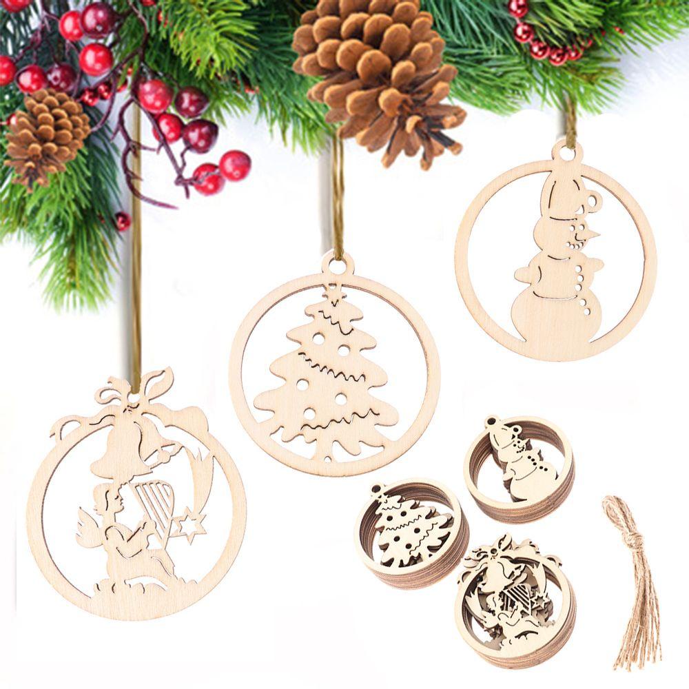 Set 10 Mặt Gỗ Treo Trang Trí Giáng Sinh DIY