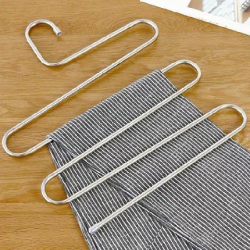 Mắc treo quần áo, túi xách, khăn 5 tầng inox thông minh không gỉ