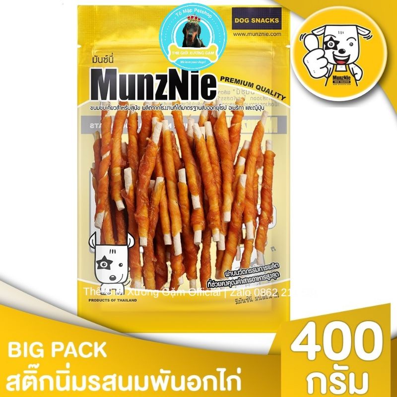 MUNZNIE XƯƠNG GẶM NƠ SỮA QUẤN GÀ RAWHIDE FREE