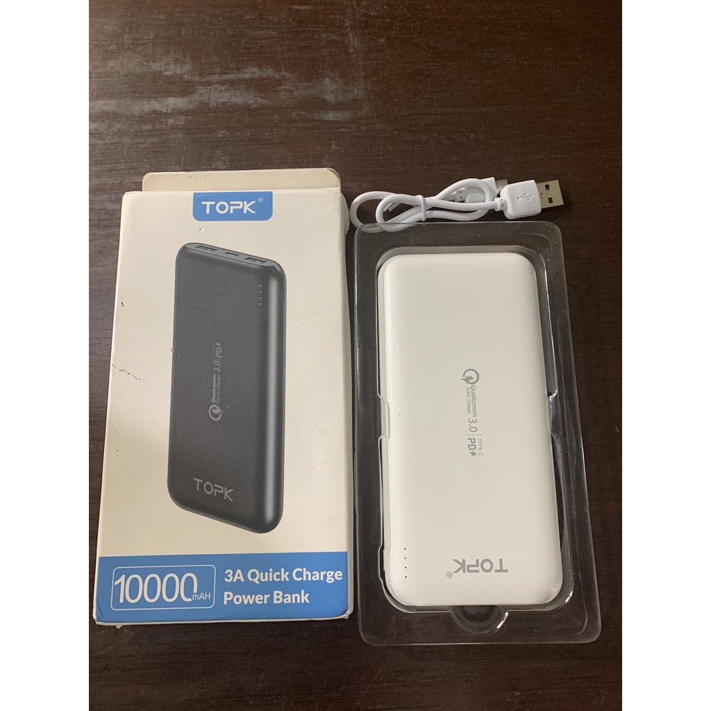 Sạc Dự Phòng 10,000 mAh 3A Quick Charge Qualcom TOPK I1005 2 Cổng USB Giúp Sạc Nhanh Chóng Tiện Dụng