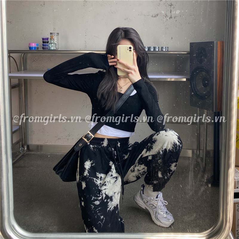 Quần jogger loang, quần jogger nỉ da cá cool ngầu ulzzang Hàn Quốc - QJG03