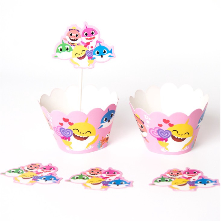 Bộ dụng cụ bàn ăn bằng giấy chủ đề cá mập dành cho bé