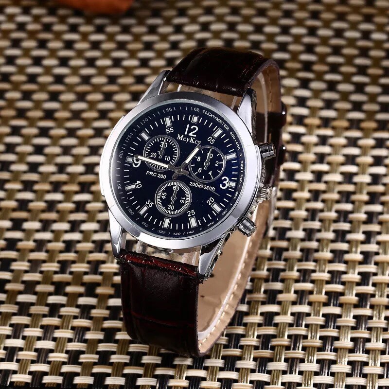 Đồng hồ thời trang nam McyKey 6 kim giả dây da MS854