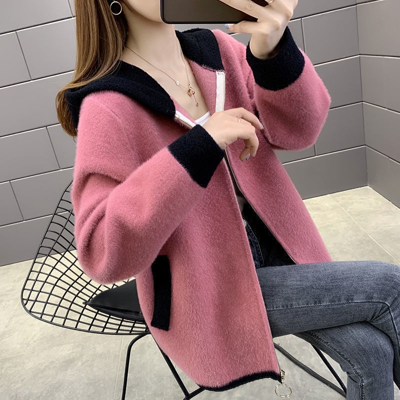 Áo khoác len có mũ trùm đầu sản phẩm mới áo khoác cardigan dây kéo ngắn Hàn Quốc hàng đầu xu hướng | BigBuy360 - bigbuy360.vn