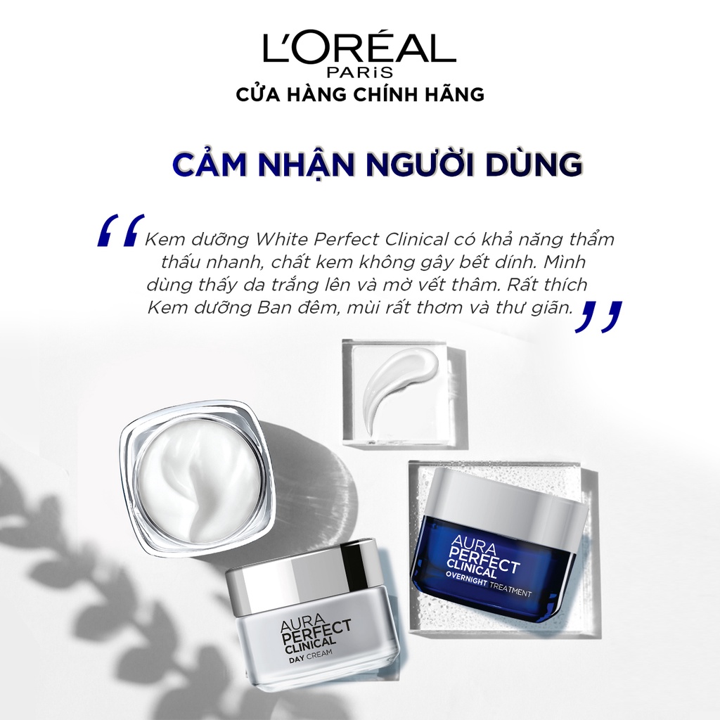 Kem Dưỡng Trắng Mịn Và Giảm Thâm Nám Ban Đêm L'Oreal Paris Aura Perfect Clinical 50ml