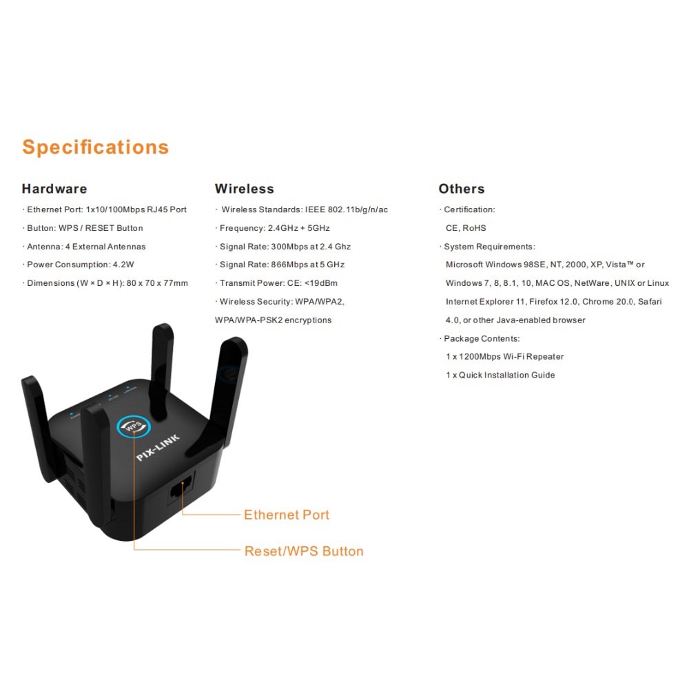 Thiết bị khuếch đại tín hiệu wifi 1200Mbps 802.11N 2.4Ghz chất lượng cao