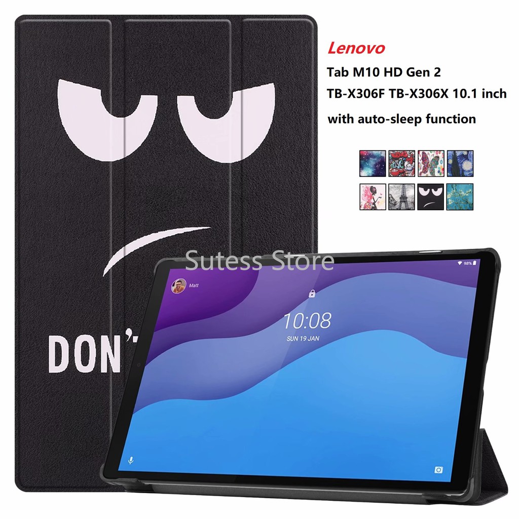 ☄✁Lenovo Tab M10 HD Gen 2 TB-X306F TB-X306X 10.1 inch Ốp máy tính bảng làm bằng da có thể làm đế đứng khóa nam châm