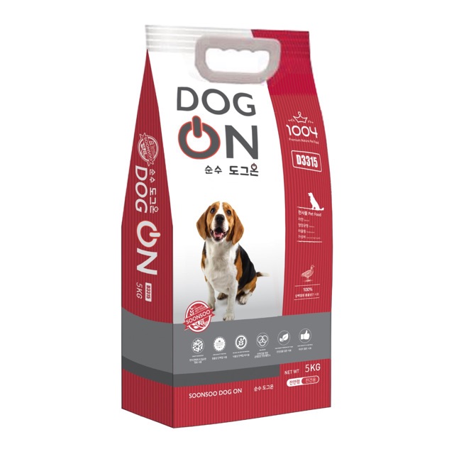 [Mã PET50K giảm Giảm 10% - Tối đa 50K đơn từ 250K] Thức ăn hạt khô cho chó Hàn Quốc Dog ON bịch 5Kg nguyên