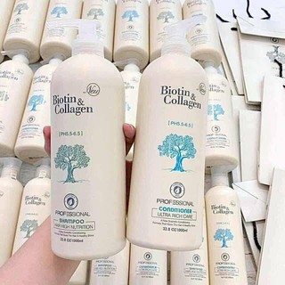 CẶP DẦU GỘI, DẦU XẢ TÓC BIOTIN & COLLAGEN TRẮNG SIÊU MỀM MƯỢT - DT 1000ML