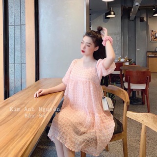 ĐẦM HỒNG BABY CỔ U