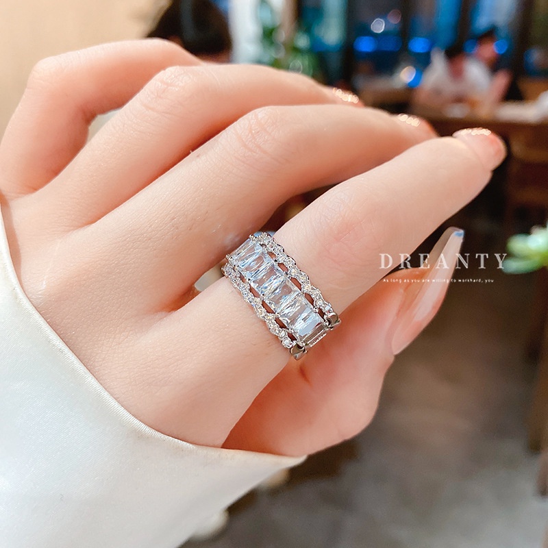 Nhẫn Hở Đính Đá Zircon Phong Cách Hàn Quốc Sang Trọng