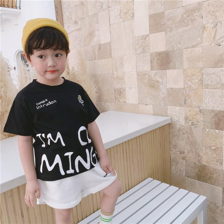 Bộ Áo Thun Cotton Tay Ngắn Kèm Quần Ngắn Phong Cách Hàn Quốc Thời Trang Mùa Hè Mới Cho Bé Trai