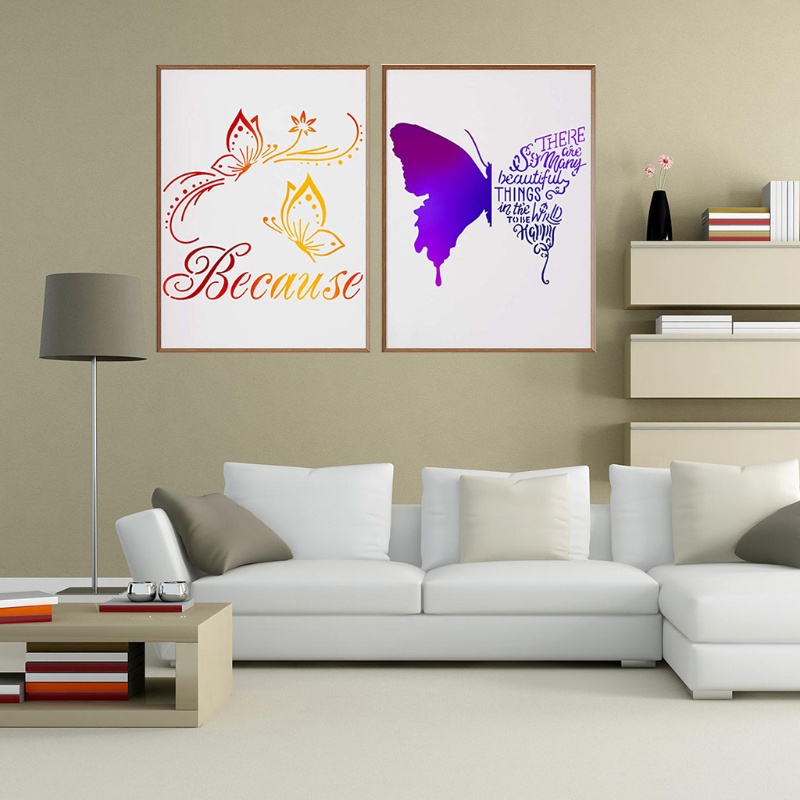 Set 16 Khuôn Vẽ Tranh Hình Bướm DIY Có Thể Tái Sử Dụng