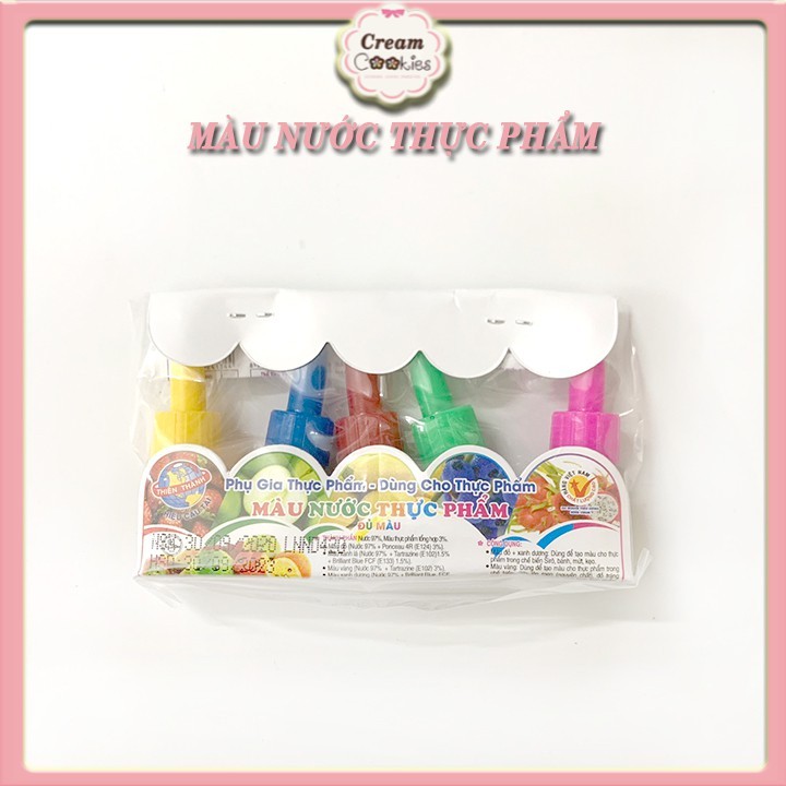 ✿✿✿Màu Nước Thực Phẩm Thiên Thành Vỉ 5 Mầu (5ml/lọ)✿✿✿