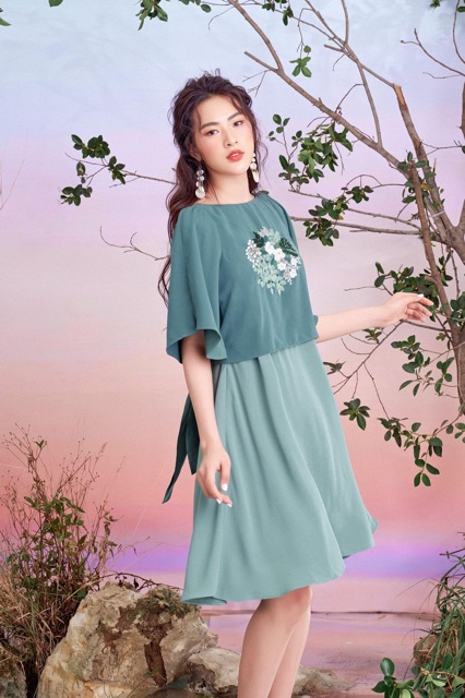 Set đầm và áo thiên thanh OLV