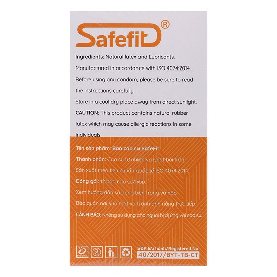 Bao cao su SafeFit Smooth (hộp 12) + tặng hộp 3