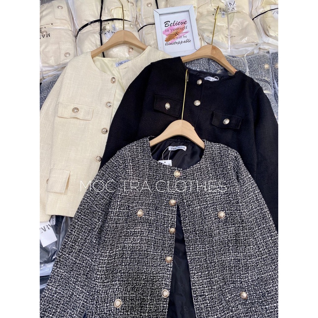 Áo khoác dạ nữ TWEED cổ tròn thiết kế 2 lớp dài tay thanh lịch trẻ trung, Áo khoác mùa đông nữ Hàn Quốc rẻ đẹp | BigBuy360 - bigbuy360.vn