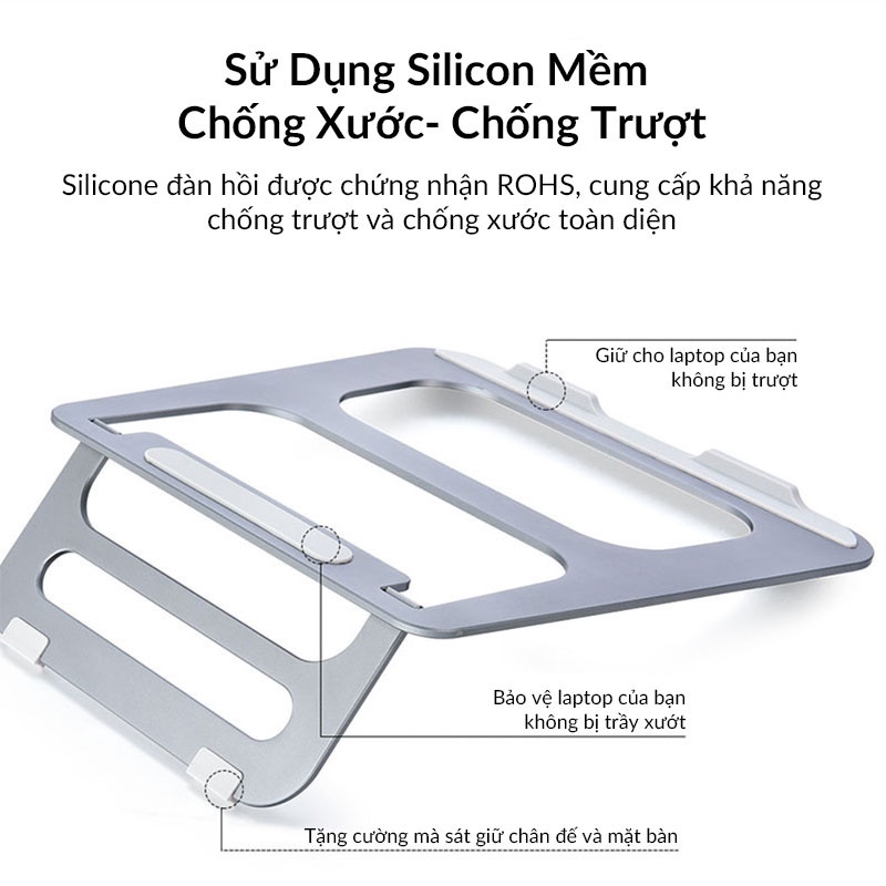 Đế Nâng Laptop, Macbook COTEetCI Aluminum Portable Stand Siêu Mỏng, Góc Nghiên 18 Độ, Dùng Cho Laptop 13 - 17 Inch